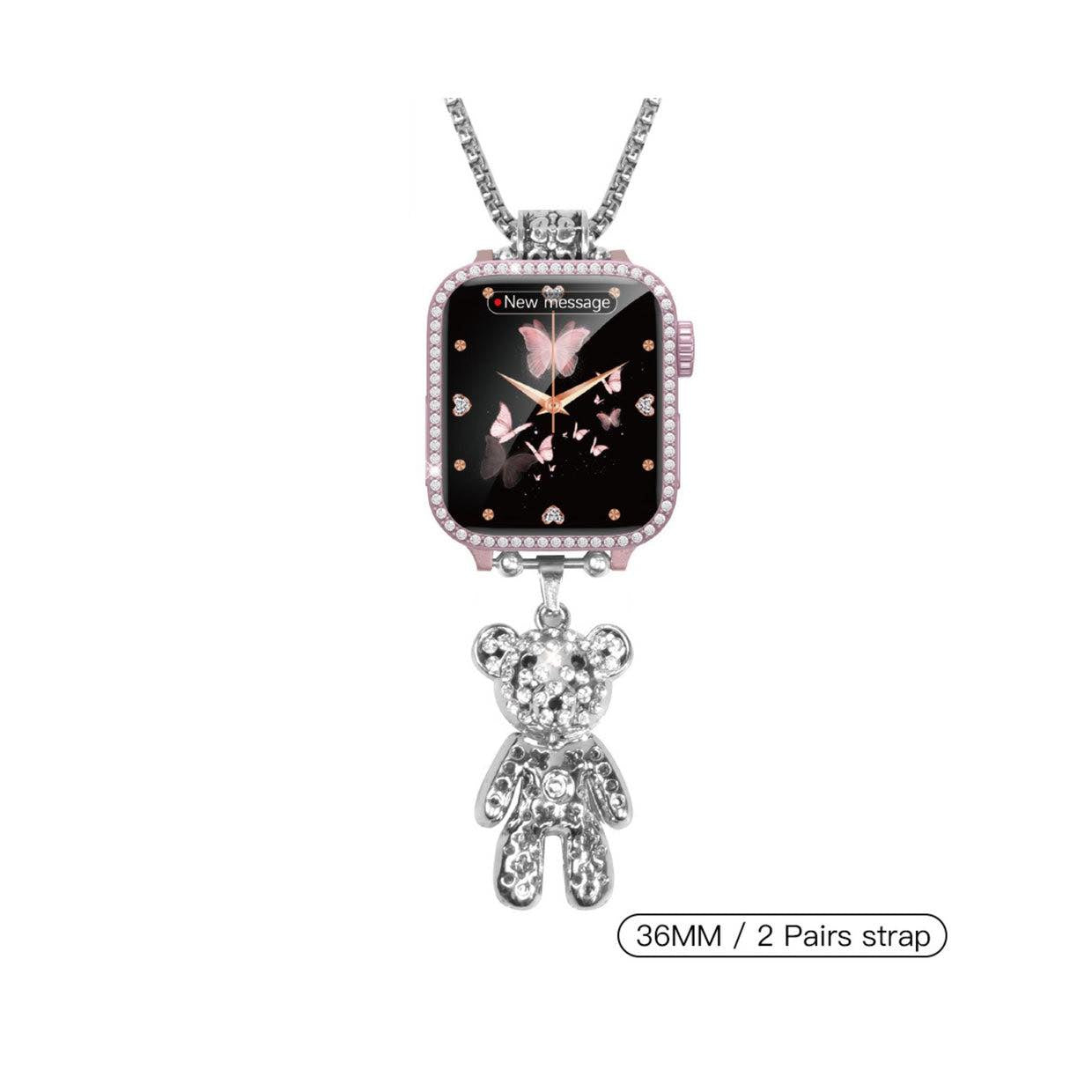 Modio MW 18 Smart Watch with 2 Pair Strap and Stylish Chain Necklace