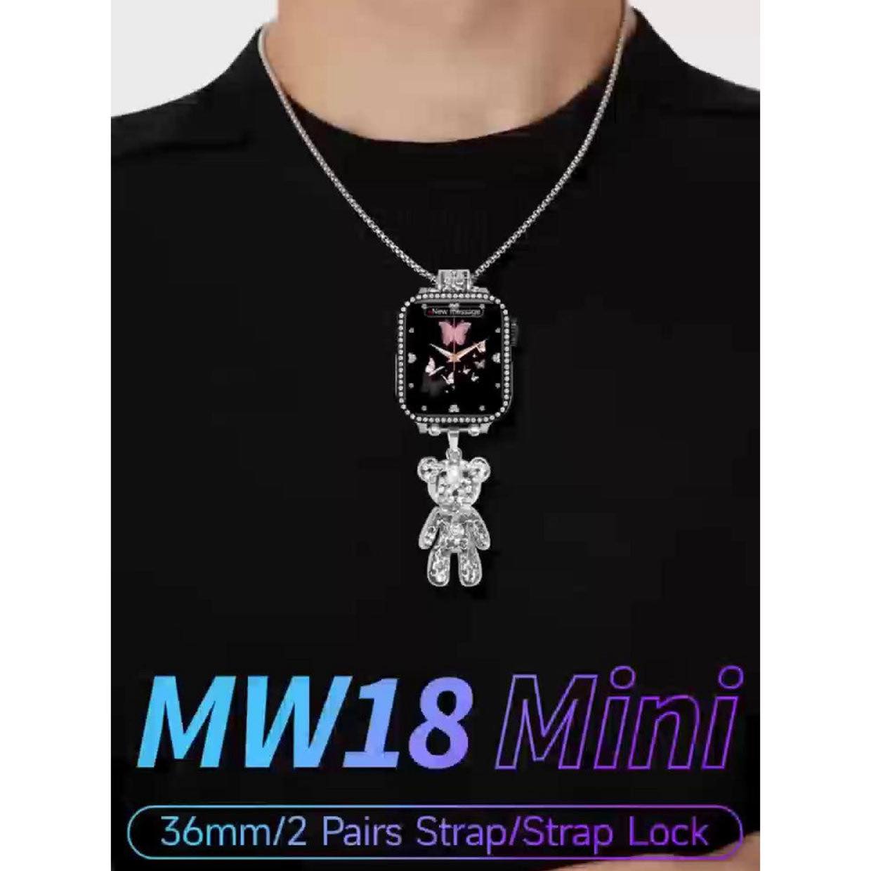 Modio MW 18 Smart Watch with 2 Pair Strap and Stylish Chain Necklace