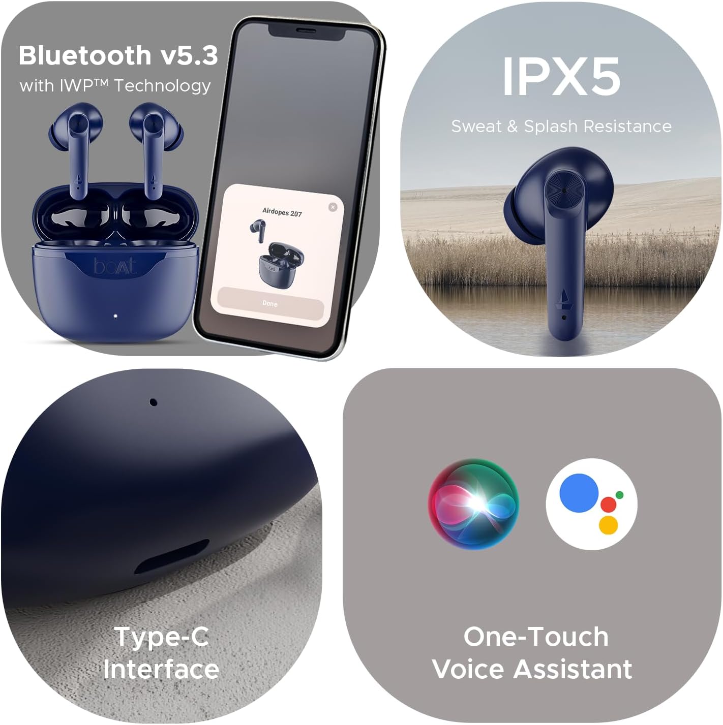 boAt Airdopes 207 TWS Earbuds with 50 hrs Playtime