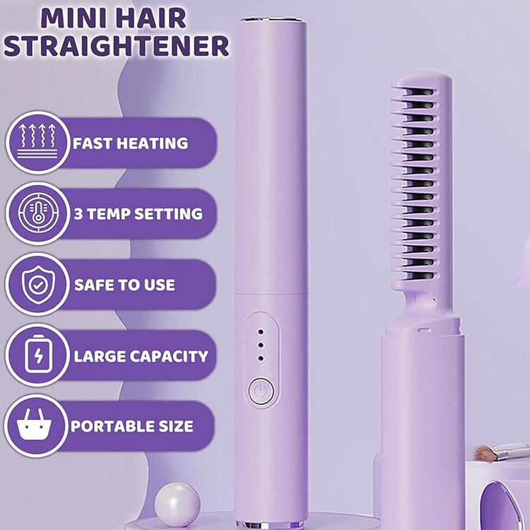 Rechargeable Mini Hair Straightener Comb