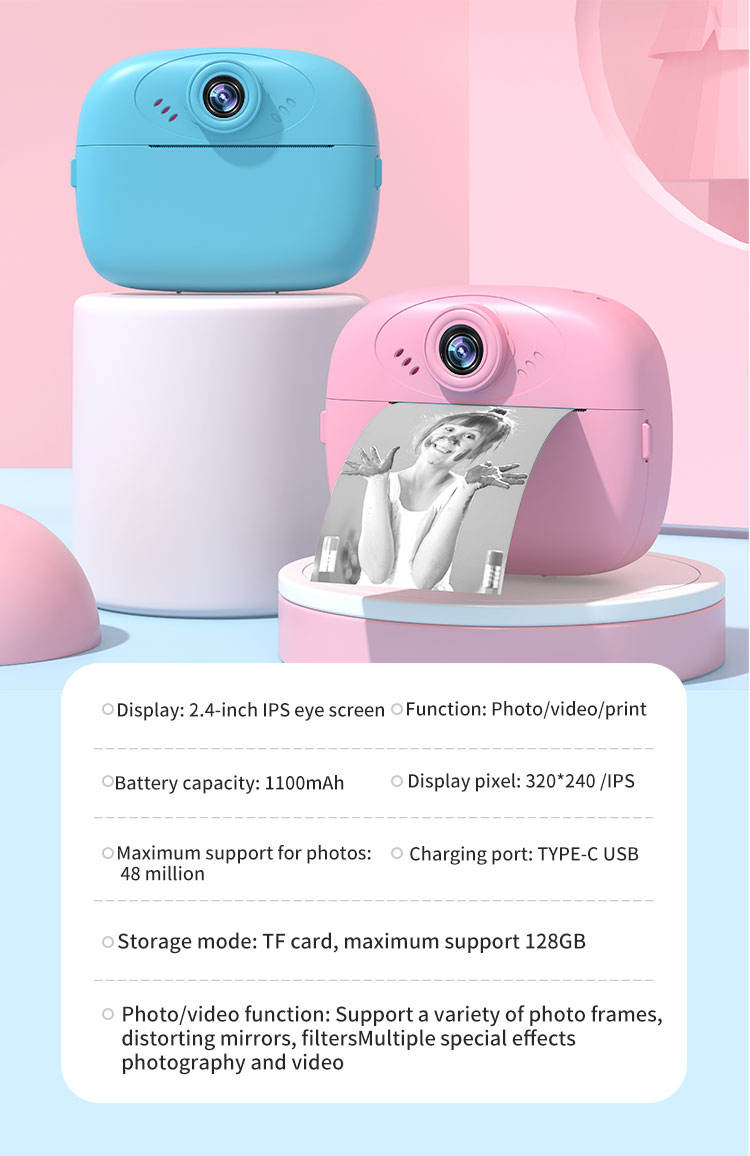 Digital Printer Camera for Kids with 1080P Video