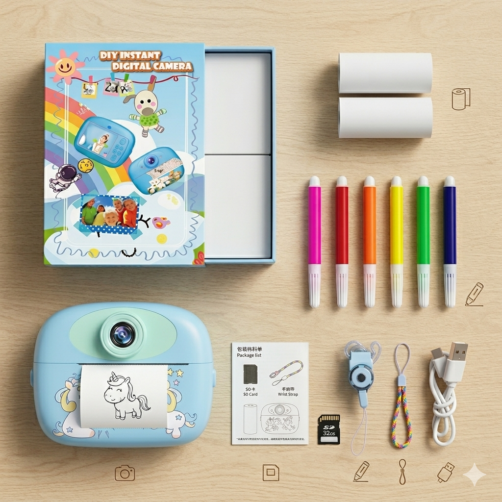 Digital Printer Camera for Kids with 1080P Video