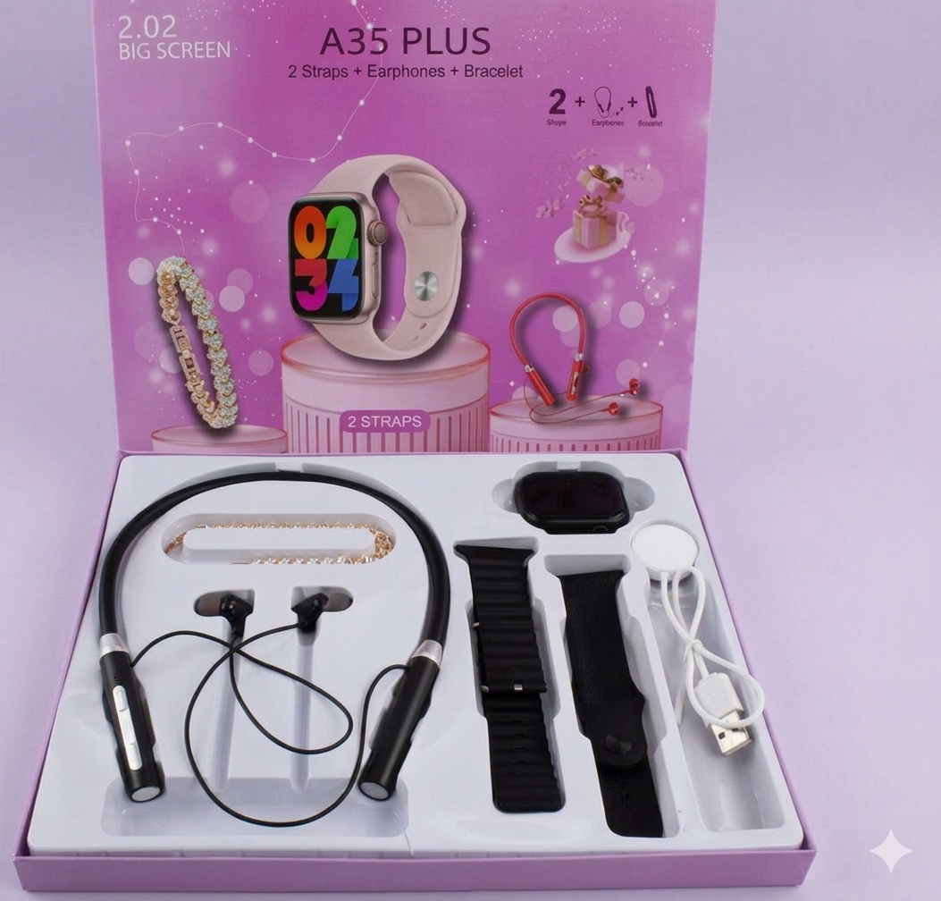 A35 Plus Smartwatch Gift Set/ Combo Box